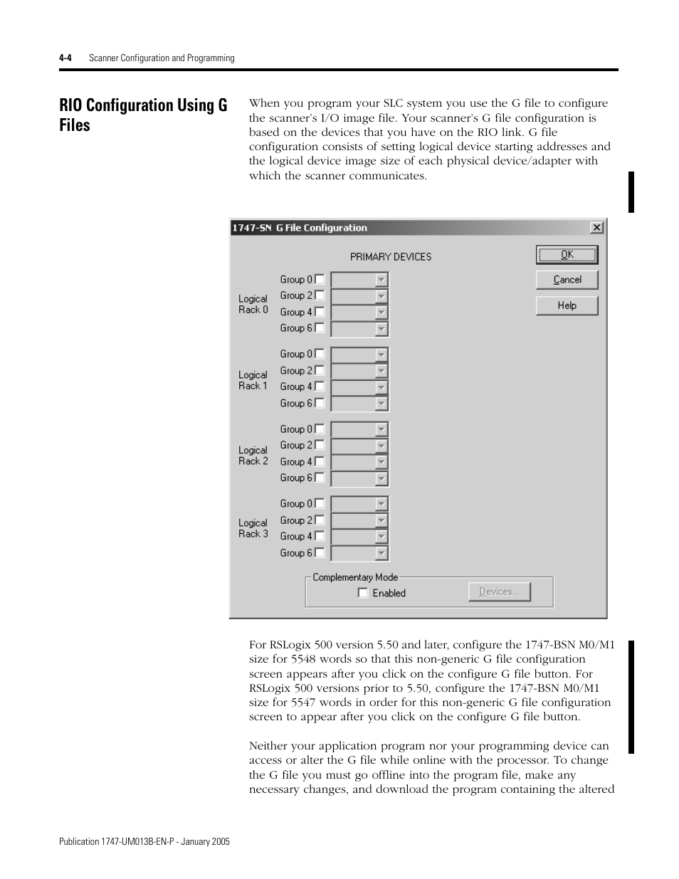 Rio configuration using g files, Rio configuration using g files -4 | Rockwell Automation 1747-SN Remote I/O Scanner User Manual | Page 48 / 171
