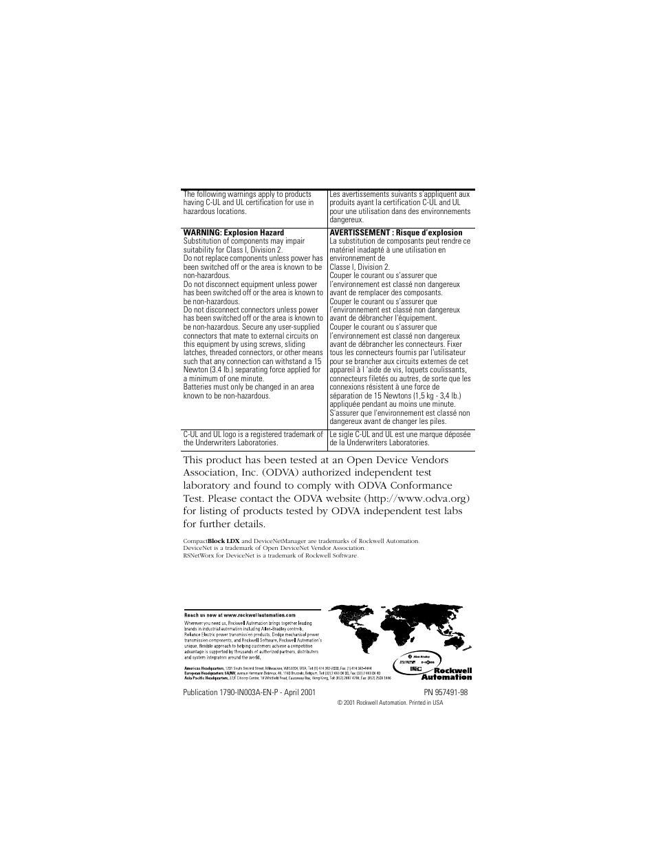 Back cover | Rockwell Automation 1790-XXXX Digital Expansion D-Shell CompactBlock LDX I/O  User Manual | Page 16 / 16
