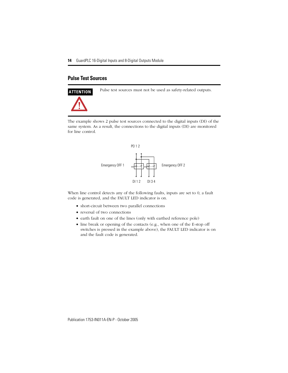 Pulse test sources | Rockwell Automation 1753-IB16XOB8 GuardPLC 16-Digital Inputs and 8-Digital Outputs Installation Instructions User Manual | Page 14 / 24