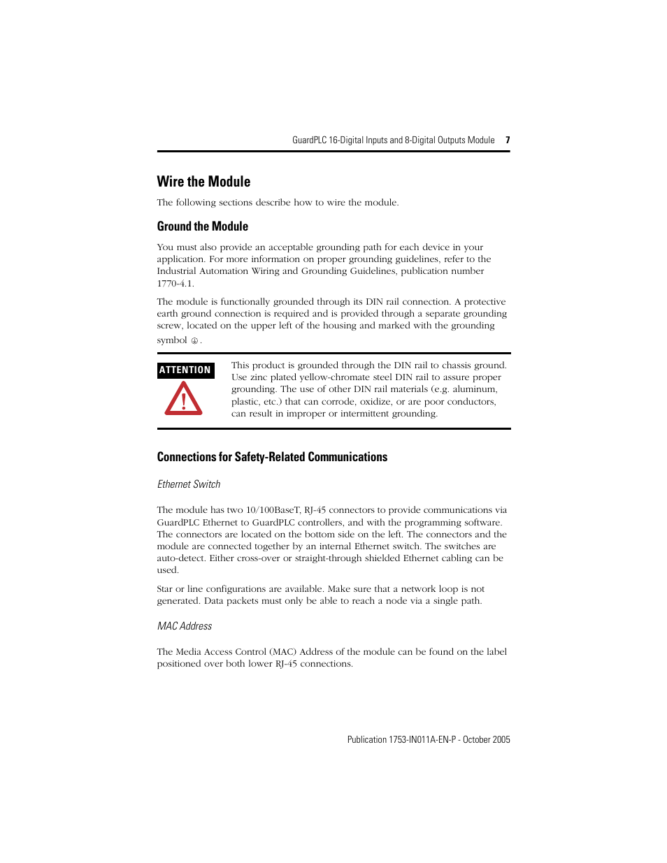 Wire the module | Rockwell Automation 1753-IB16XOB8 GuardPLC 16-Digital Inputs and 8-Digital Outputs Installation Instructions User Manual | Page 7 / 24