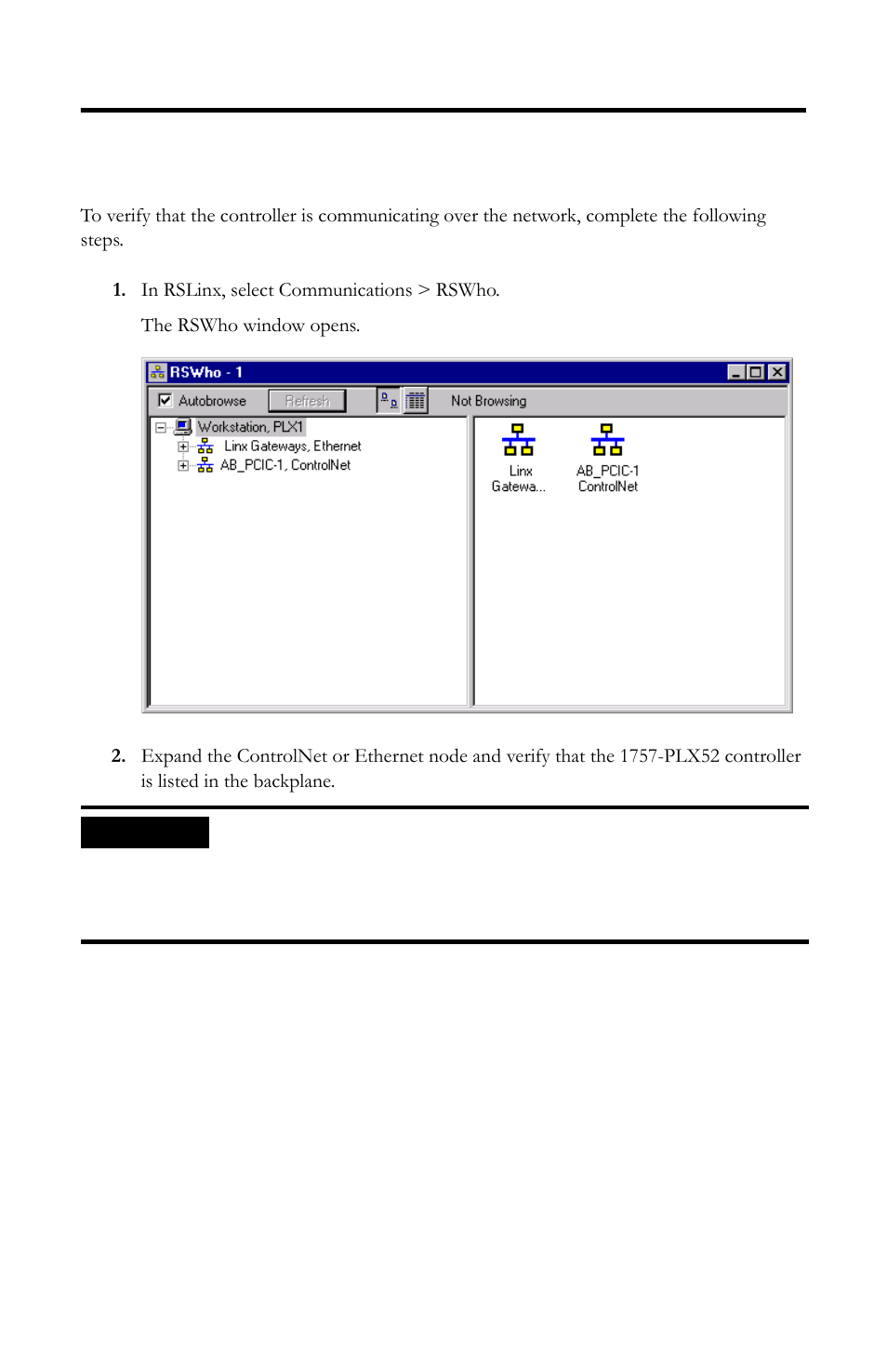 Verify network connection | Rockwell Automation 1757-PLX52 ProcessLogix Controller Module Installation Instructions User Manual | Page 11 / 16