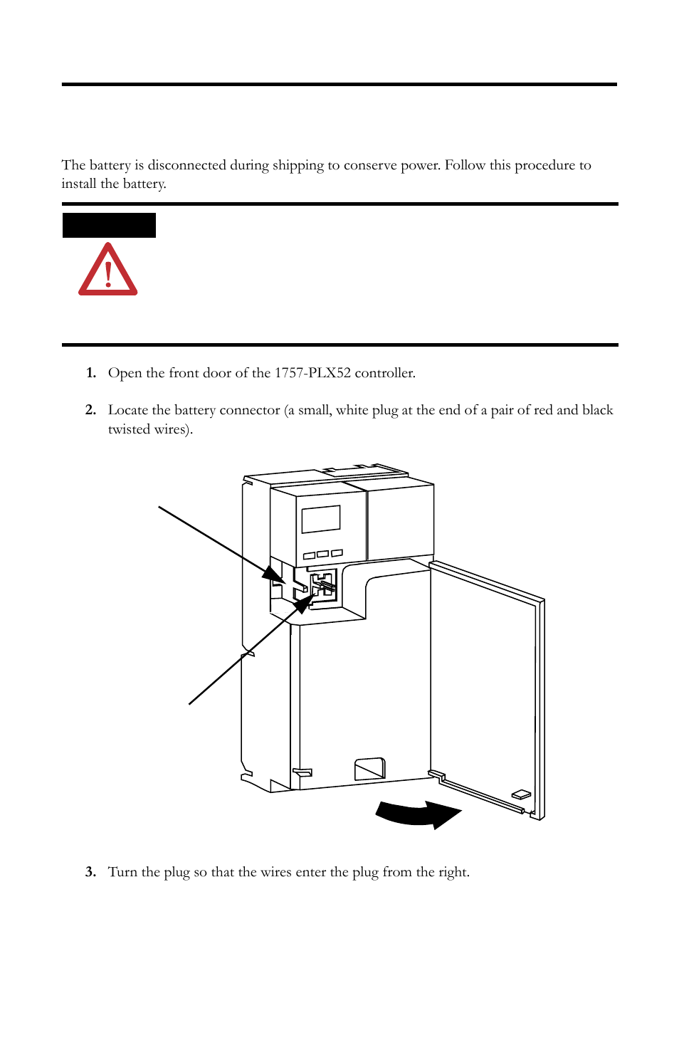 Install the battery | Rockwell Automation 1757-PLX52 ProcessLogix Controller Module Installation Instructions User Manual | Page 7 / 16