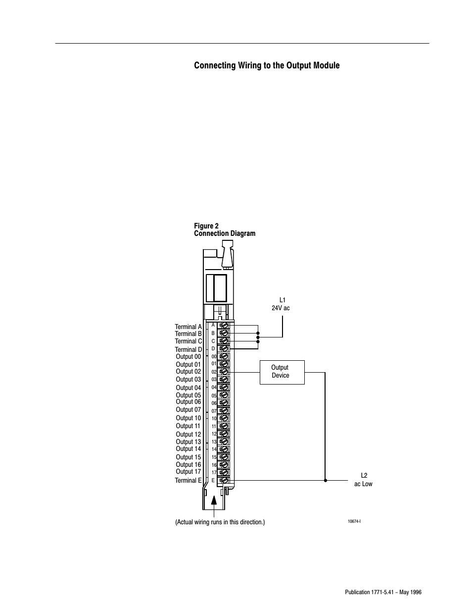 Connecting wiring to the output module | Rockwell Automation 1771-OND INSTL.INSTR AC (24V) OUTPT.MOD User Manual | Page 5 / 12