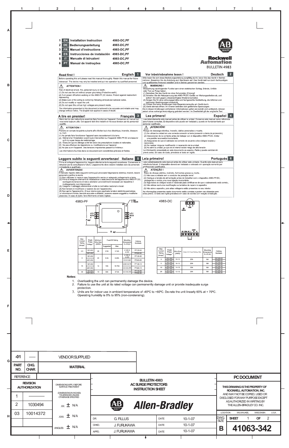 Rockwell Automation 4983-DC Installation Instructions User Manual | 2 pages
