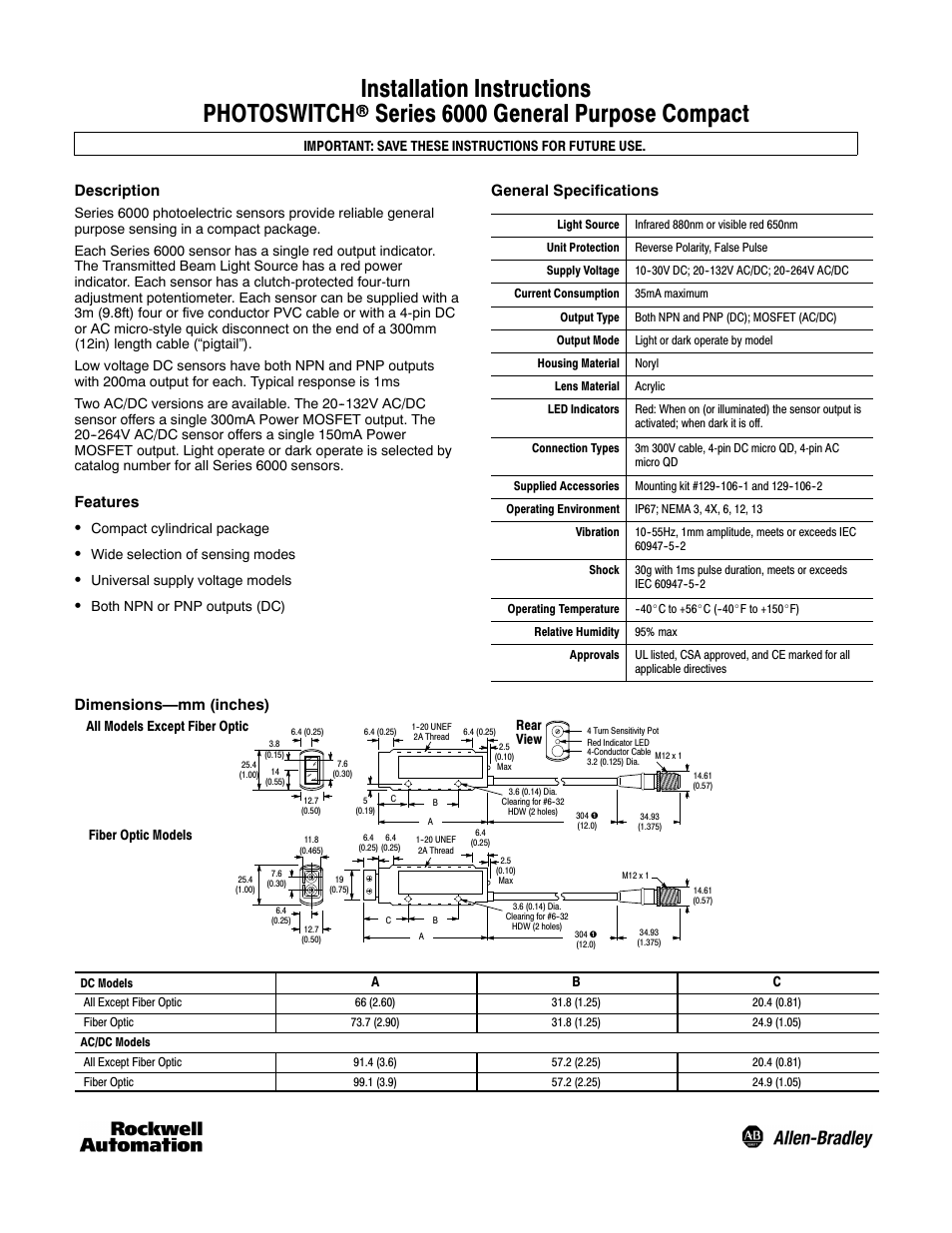 Rockwell Automation 6000 Series 6000 General Purpose Compact User Manual | 4 pages