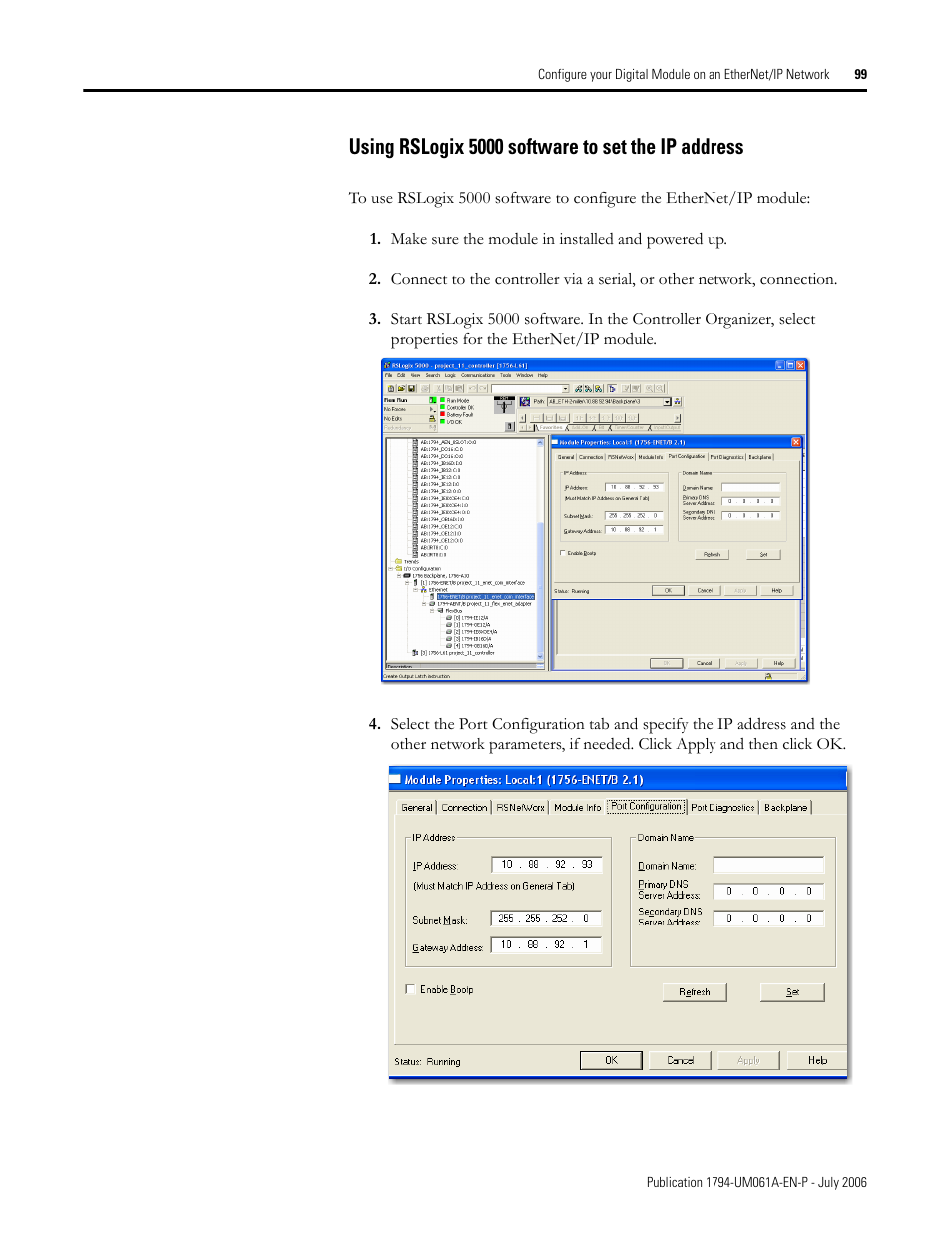Using rslogix 5000 software to set the ip address | Rockwell Automation 1794-OB16D FLEX I/O Diagnostic Modules User Manual User Manual | Page 101 / 132