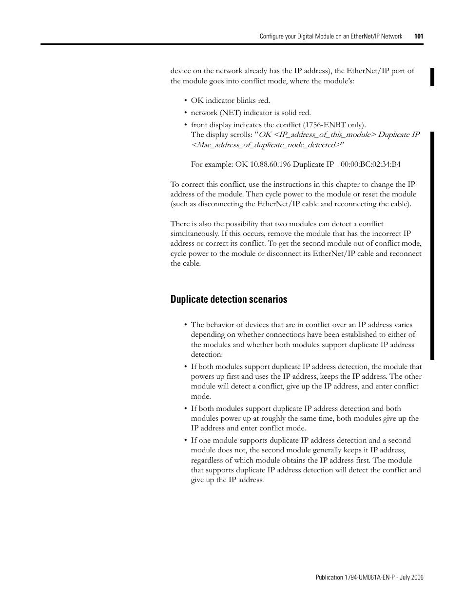 Duplicate detection scenarios | Rockwell Automation 1794-OB16D FLEX I/O Diagnostic Modules User Manual User Manual | Page 103 / 132