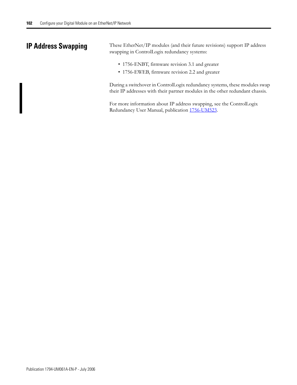 Ip address swapping | Rockwell Automation 1794-OB16D FLEX I/O Diagnostic Modules User Manual User Manual | Page 104 / 132