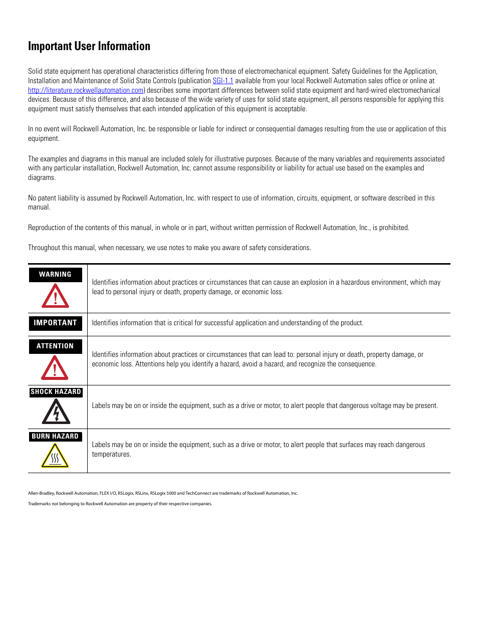 Important user information | Rockwell Automation 1794-OB16D FLEX I/O Diagnostic Modules User Manual User Manual | Page 2 / 132