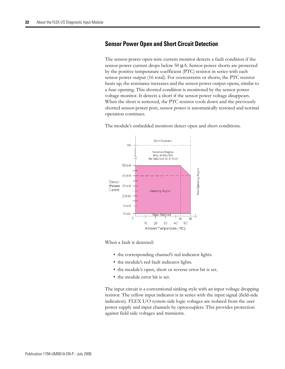 Sensor power open and short circuit detection | Rockwell Automation 1794-OB16D FLEX I/O Diagnostic Modules User Manual User Manual | Page 24 / 132