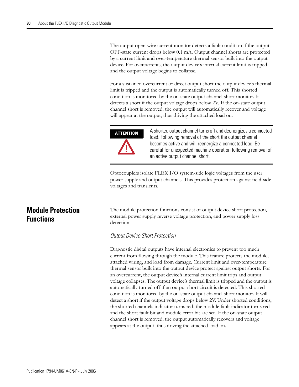 Module protection functions | Rockwell Automation 1794-OB16D FLEX I/O Diagnostic Modules User Manual User Manual | Page 32 / 132