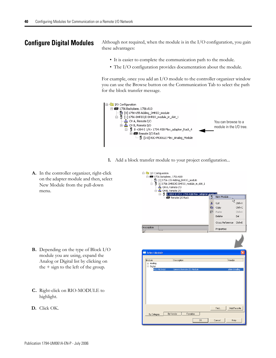 Configure digital modules | Rockwell Automation 1794-OB16D FLEX I/O Diagnostic Modules User Manual User Manual | Page 42 / 132