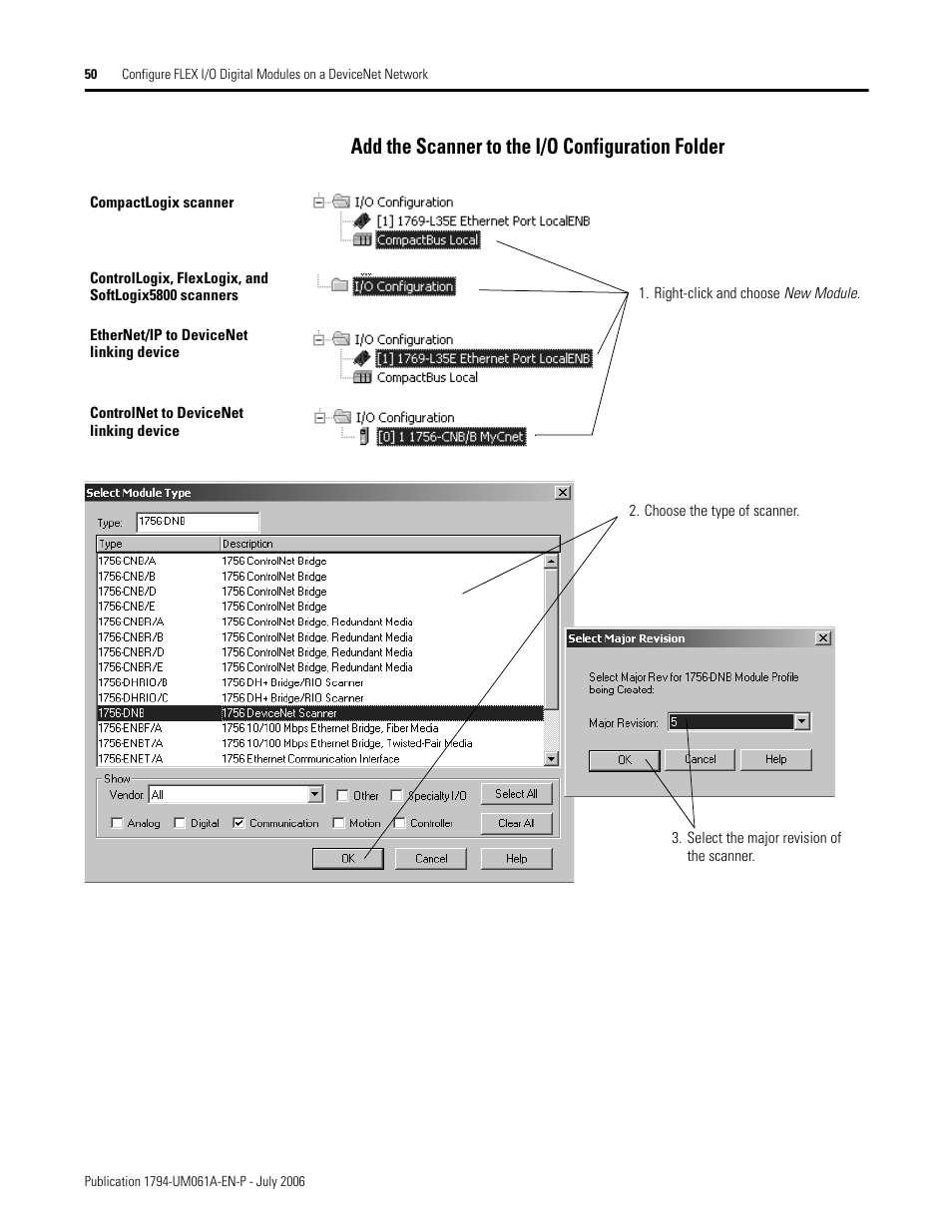 Add the scanner to the i/o configuration folder | Rockwell Automation 1794-OB16D FLEX I/O Diagnostic Modules User Manual User Manual | Page 52 / 132