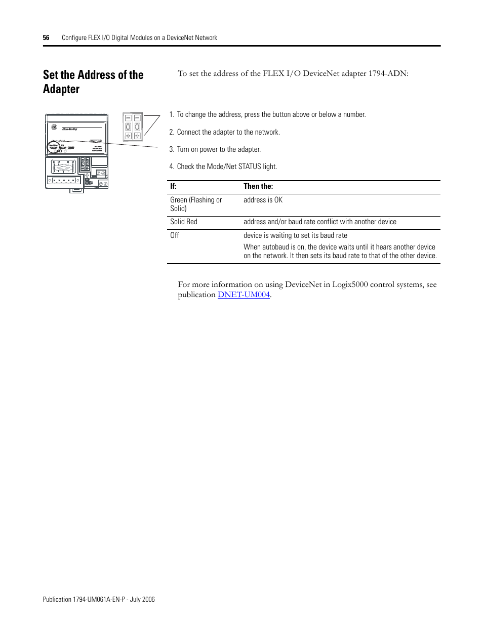 Set the address of the adapter | Rockwell Automation 1794-OB16D FLEX I/O Diagnostic Modules User Manual User Manual | Page 58 / 132
