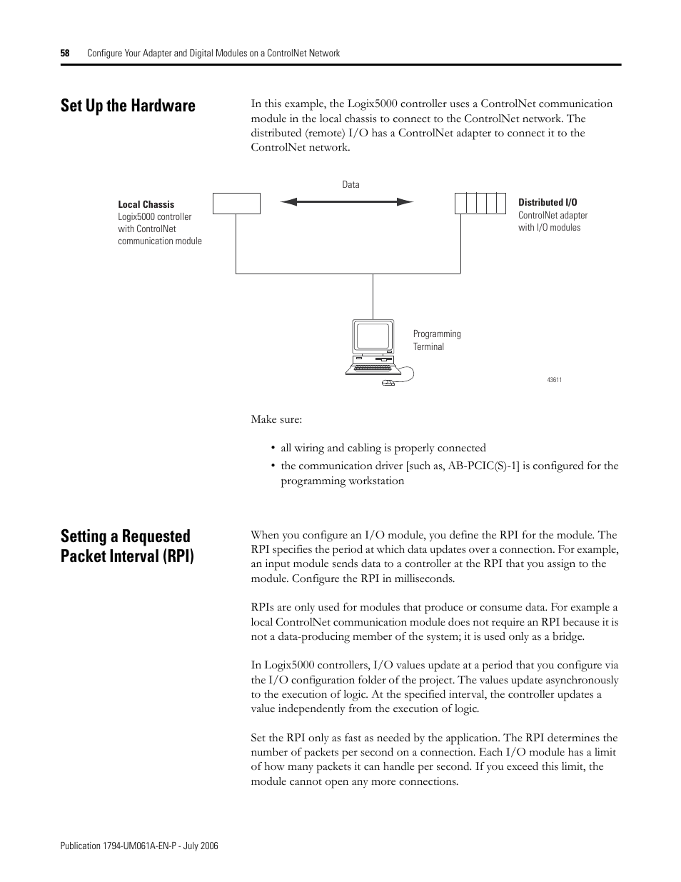 Set up the hardware, Setting a requested packet interval (rpi) | Rockwell Automation 1794-OB16D FLEX I/O Diagnostic Modules User Manual User Manual | Page 60 / 132