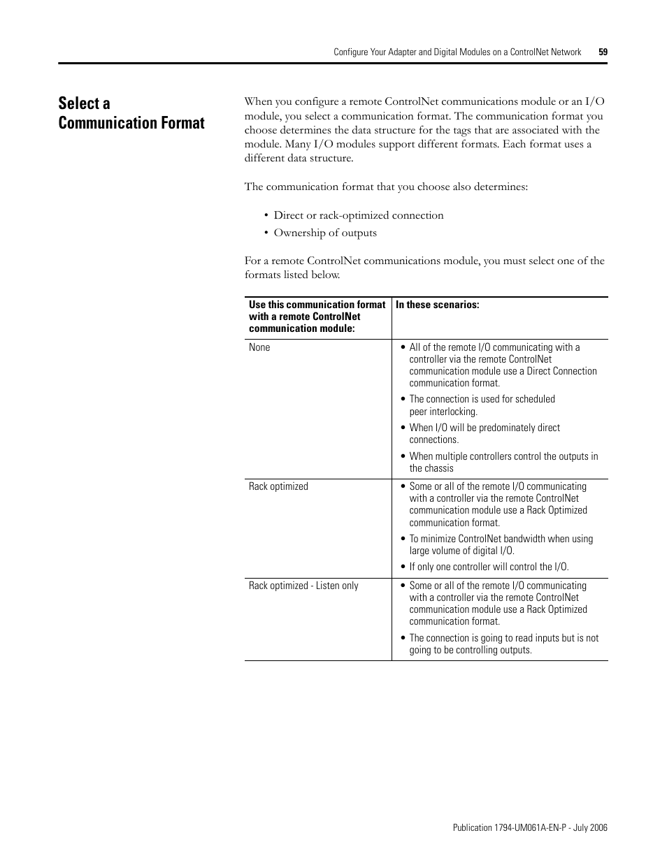 Select a communication format | Rockwell Automation 1794-OB16D FLEX I/O Diagnostic Modules User Manual User Manual | Page 61 / 132