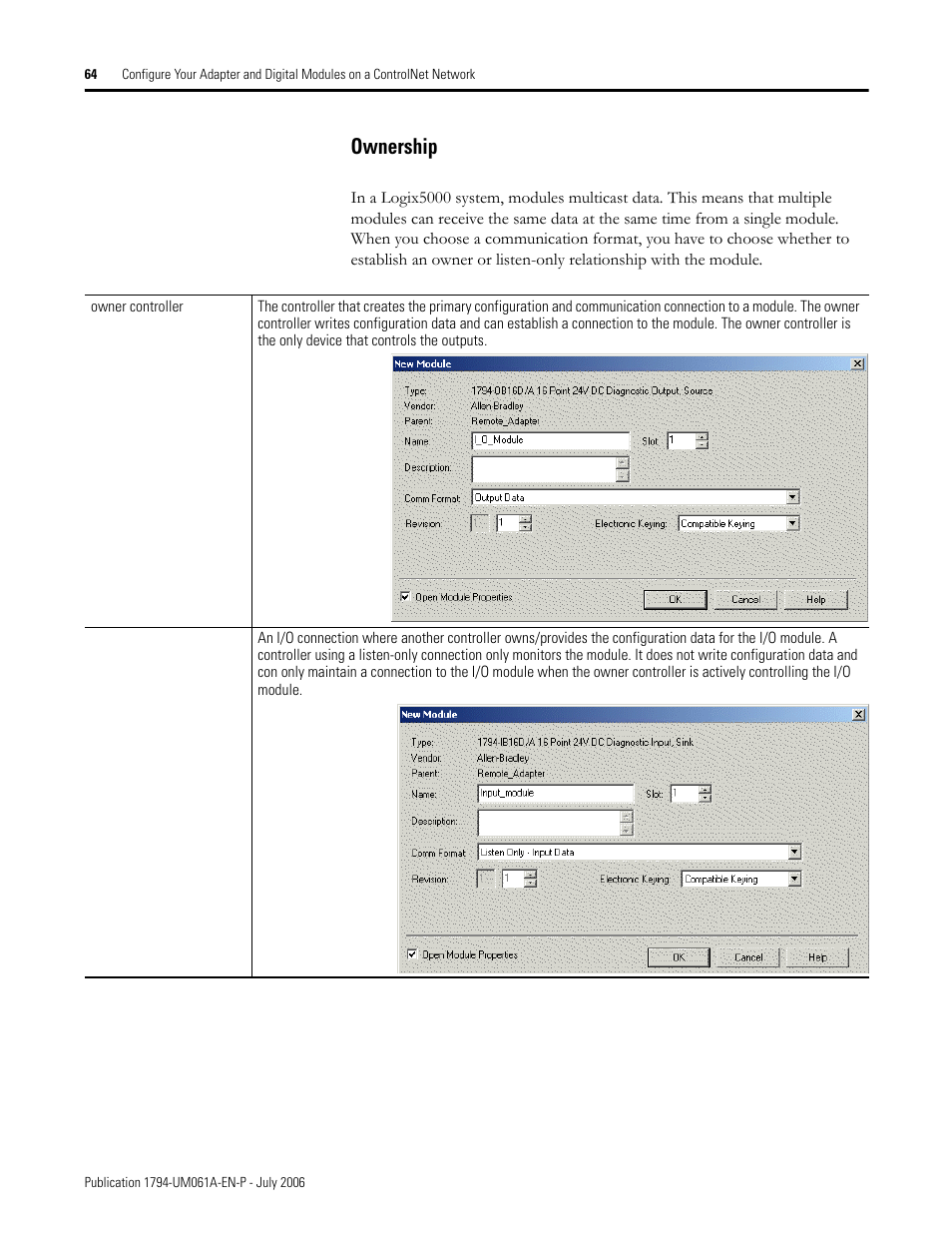 Ownership | Rockwell Automation 1794-OB16D FLEX I/O Diagnostic Modules User Manual User Manual | Page 66 / 132
