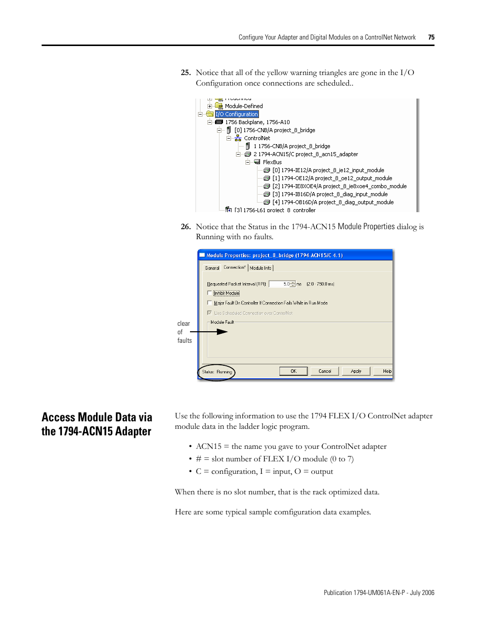Access module data via the 1794-acn15 adapter | Rockwell Automation 1794-OB16D FLEX I/O Diagnostic Modules User Manual User Manual | Page 77 / 132
