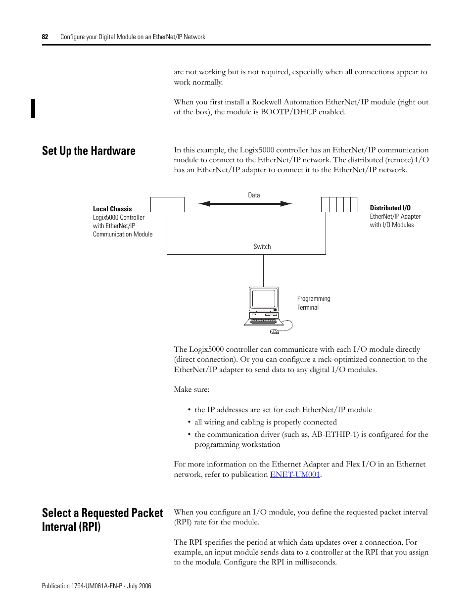 Set up the hardware, Select a requested packet interval (rpi) | Rockwell Automation 1794-OB16D FLEX I/O Diagnostic Modules User Manual User Manual | Page 84 / 132