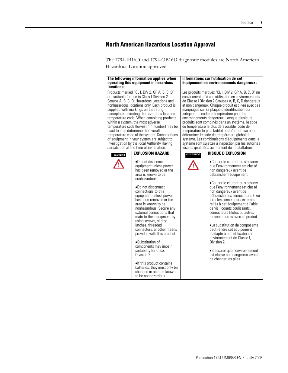 North american hazardous location approval | Rockwell Automation 1794-OB16D FLEX I/O Diagnostic Modules User Manual User Manual | Page 9 / 132