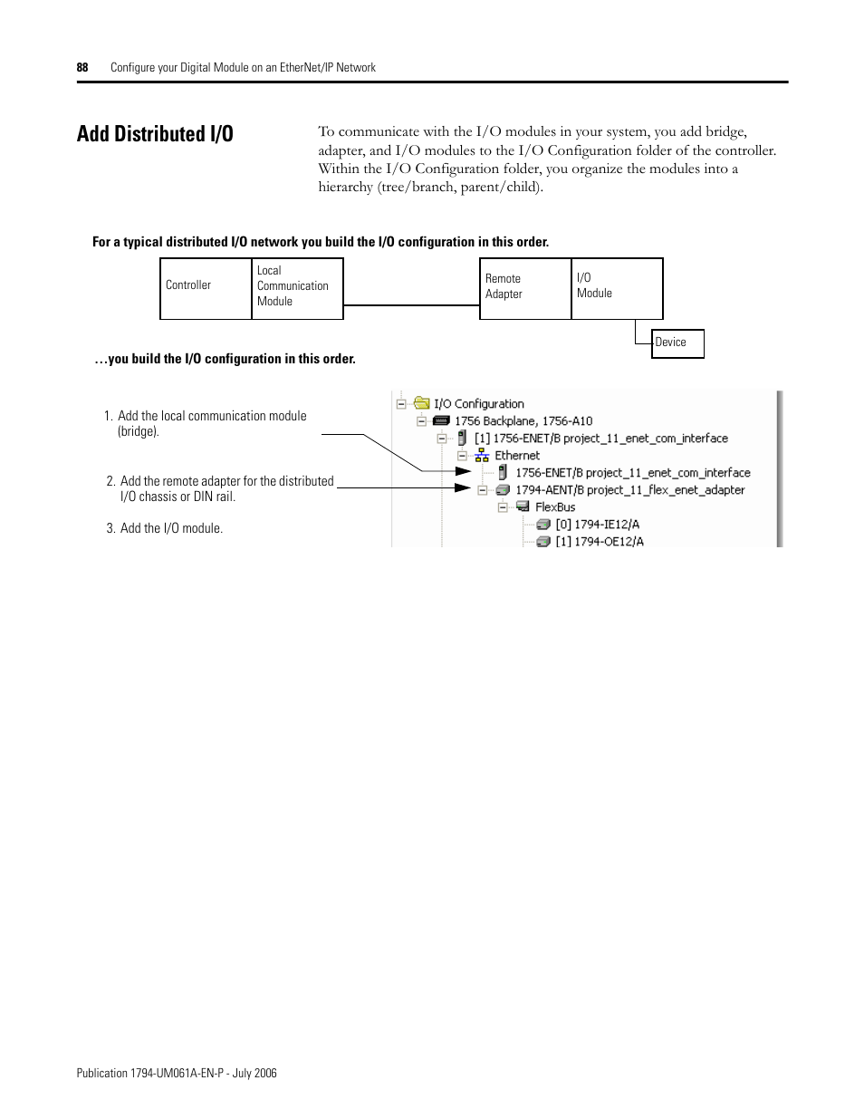 Add distributed i/o | Rockwell Automation 1794-OB16D FLEX I/O Diagnostic Modules User Manual User Manual | Page 90 / 132