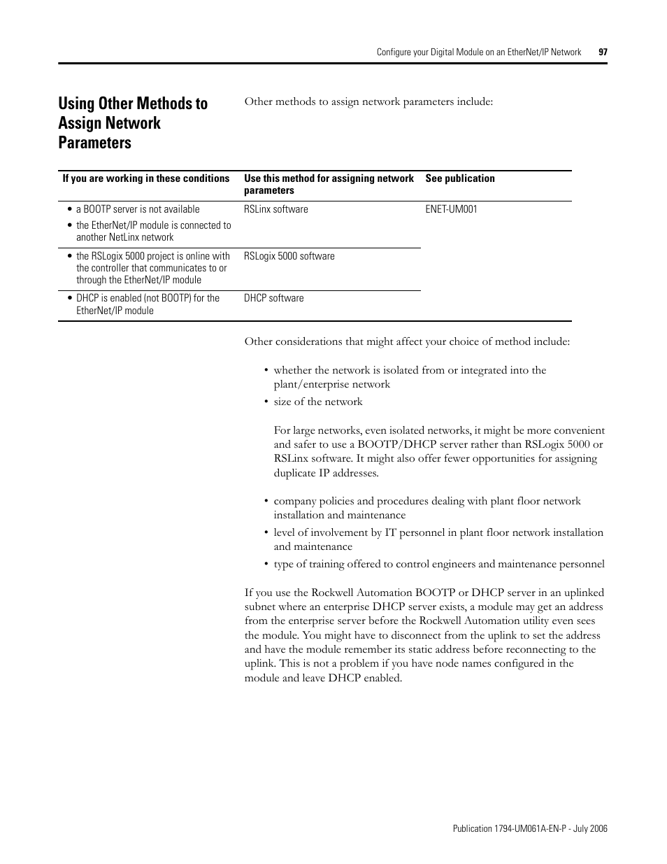 Using other methods to assign network parameters | Rockwell Automation 1794-OB16D FLEX I/O Diagnostic Modules User Manual User Manual | Page 99 / 132
