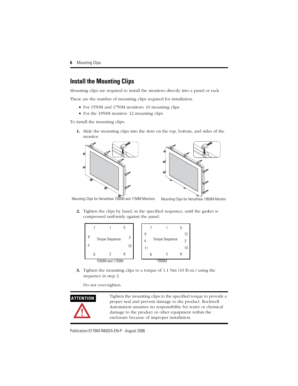 Install the mounting clips | Rockwell Automation 6189V-MCLPS2 Mounting Clips User Manual | Page 6 / 8