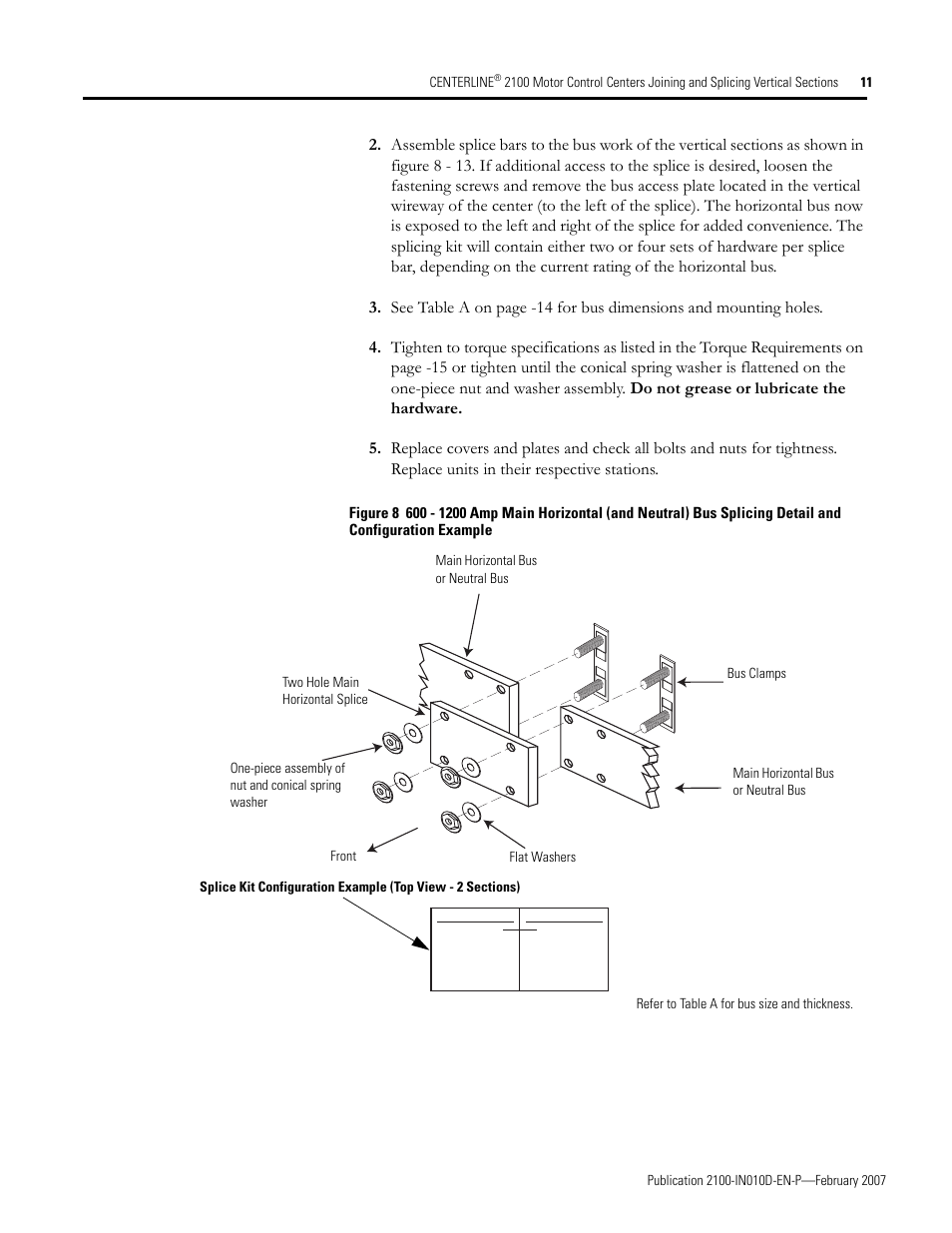 Rockwell Automation 2100 CENTERLINE MCC Joining Splicing Vertical Sections User Manual | Page 11 / 16