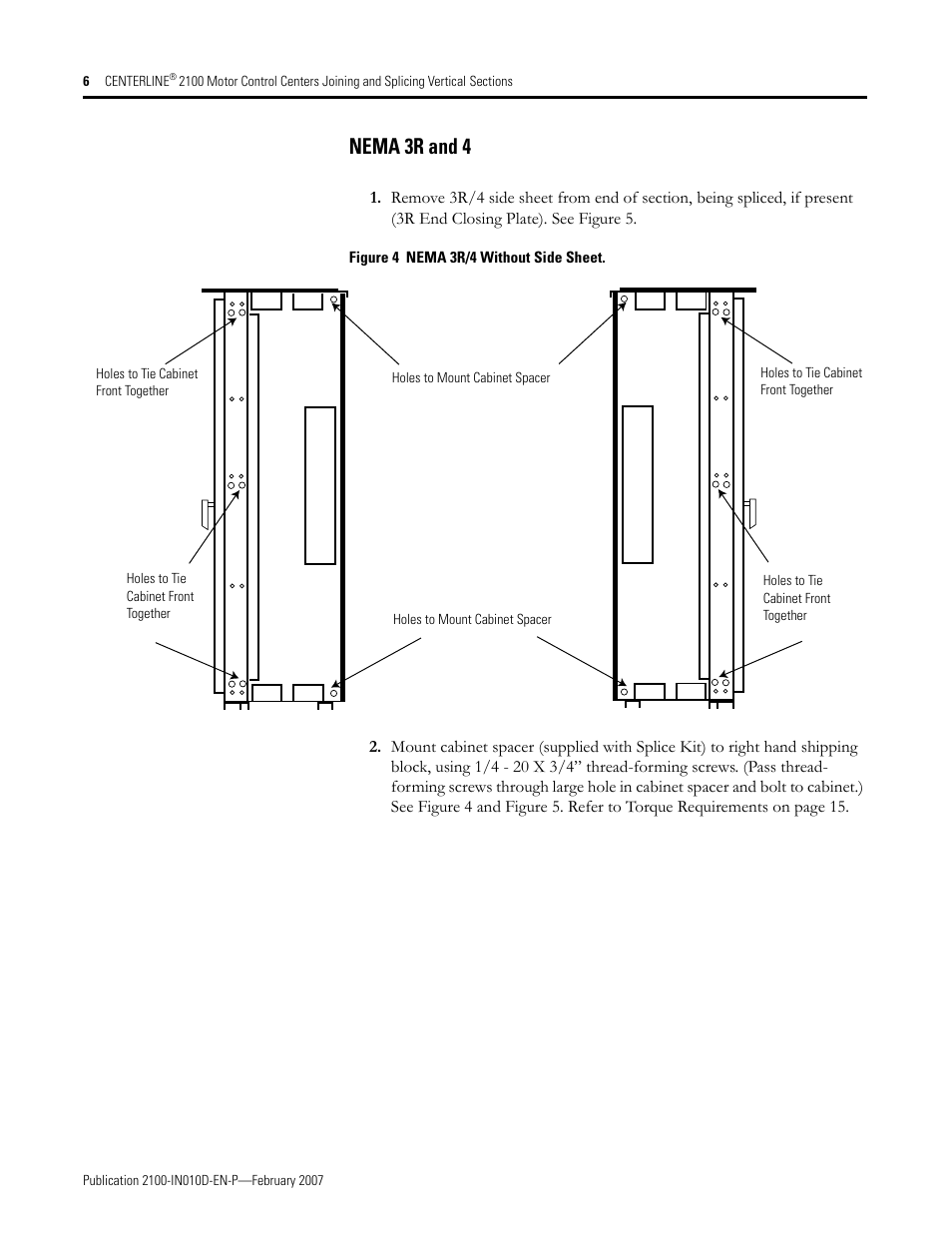 Nema 3r and 4 | Rockwell Automation 2100 CENTERLINE MCC Joining Splicing Vertical Sections User Manual | Page 6 / 16