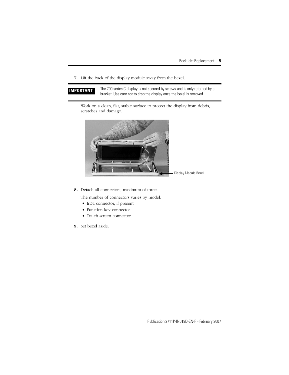 Rockwell Automation 2711P-RLxxx Backlight Replacement for PVPlus and PVPlus CE Terminals User Manual | Page 5 / 12