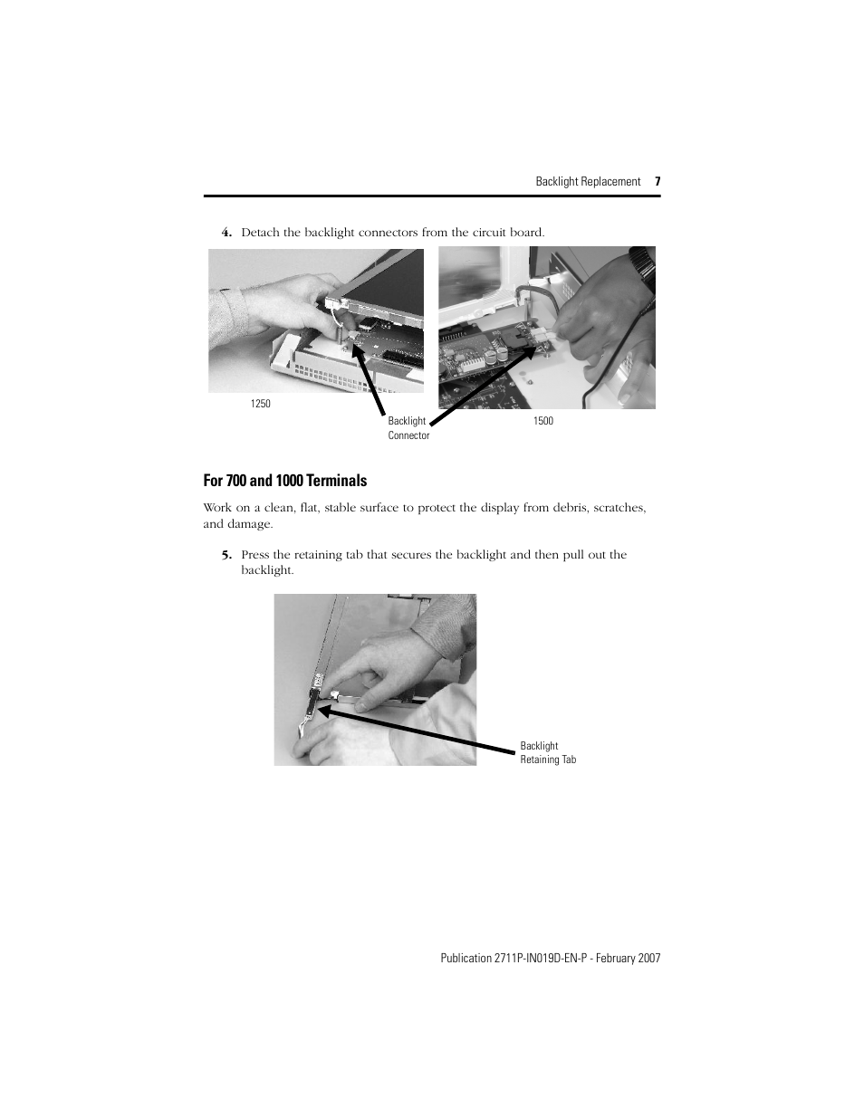 Rockwell Automation 2711P-RLxxx Backlight Replacement for PVPlus and PVPlus CE Terminals User Manual | Page 7 / 12