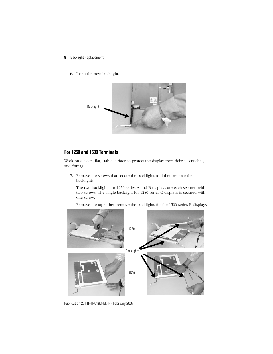 Rockwell Automation 2711P-RLxxx Backlight Replacement for PVPlus and PVPlus CE Terminals User Manual | Page 8 / 12