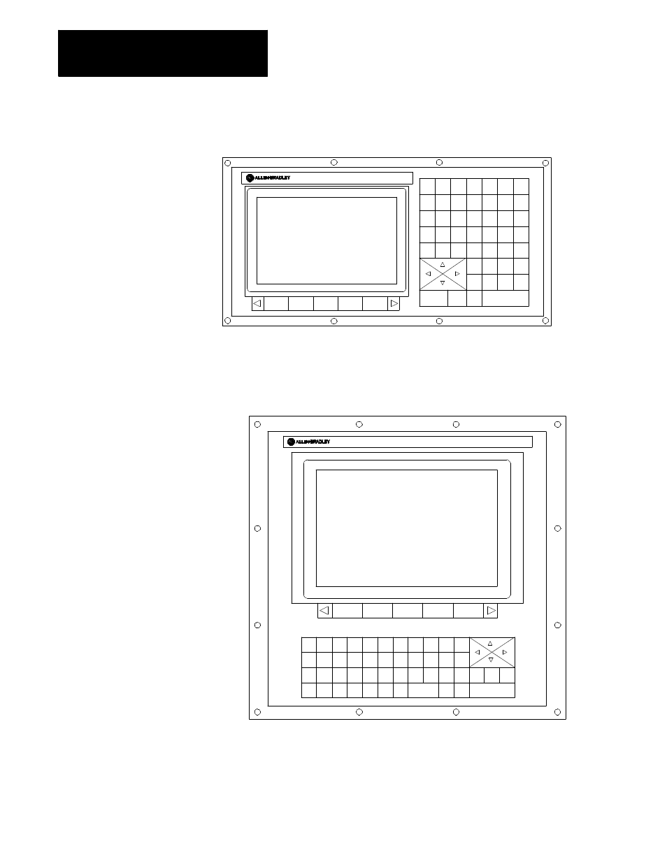 Basic control operation chapter 2, Figure 2.1 monochrome operator panel, Figure 2.2 color operator panel | Rockwell Automation 8520 9/Series CNC Lathe User Manual | Page 24 / 880