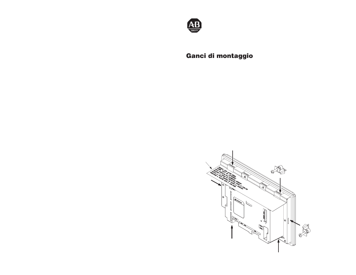 Italiano, Guida per l’installazione | Rockwell Automation 2711-NP2 Mounting Clips for PanelView 600, 900, 1000 Terminals User Manual | Page 10 / 12