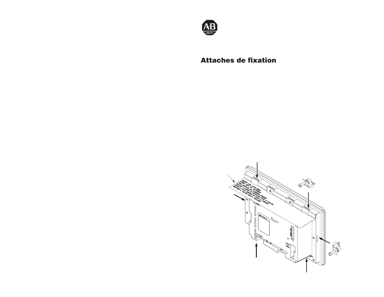 Francais, Notice d’installation | Rockwell Automation 2711-NP2 Mounting Clips for PanelView 600, 900, 1000 Terminals User Manual | Page 4 / 12