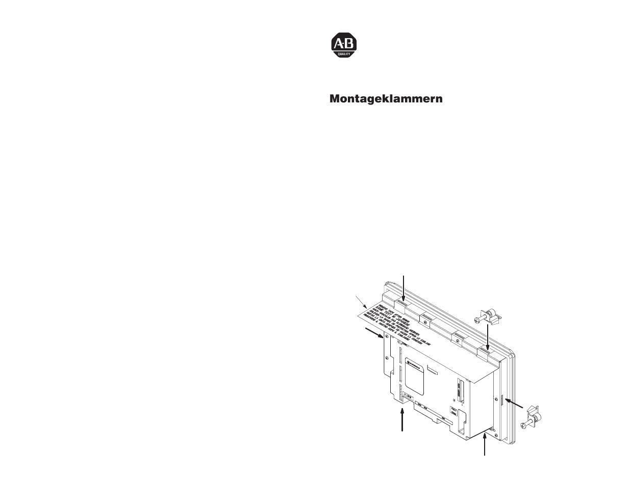 Deutsch, Installationsanweisungen | Rockwell Automation 2711-NP2 Mounting Clips for PanelView 600, 900, 1000 Terminals User Manual | Page 6 / 12
