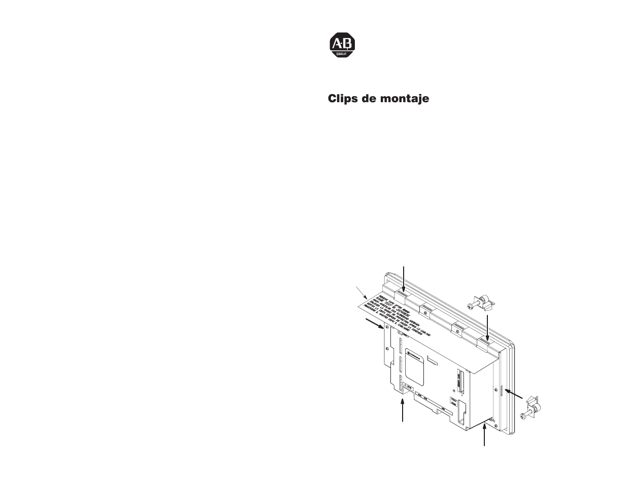 Espanol, Instrucciones de instalación | Rockwell Automation 2711-NP2 Mounting Clips for PanelView 600, 900, 1000 Terminals User Manual | Page 8 / 12