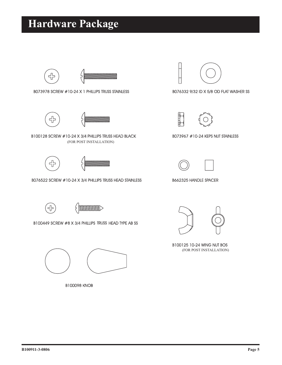 Hardware package | Broilmaster P3-1 User Manual | Page 5 / 28