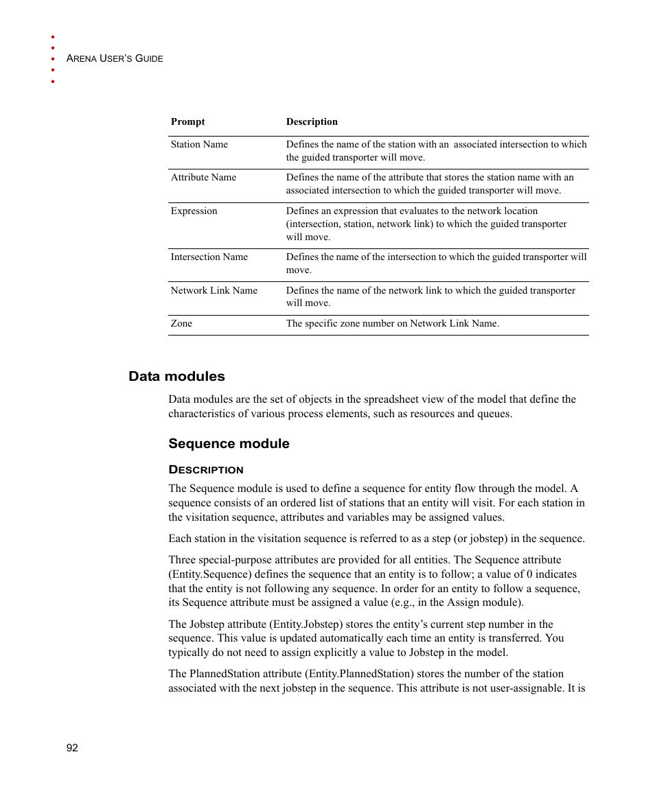 Data modules, Sequence module | Rockwell Automation Arena Users Guide User Manual | Page 100 / 152