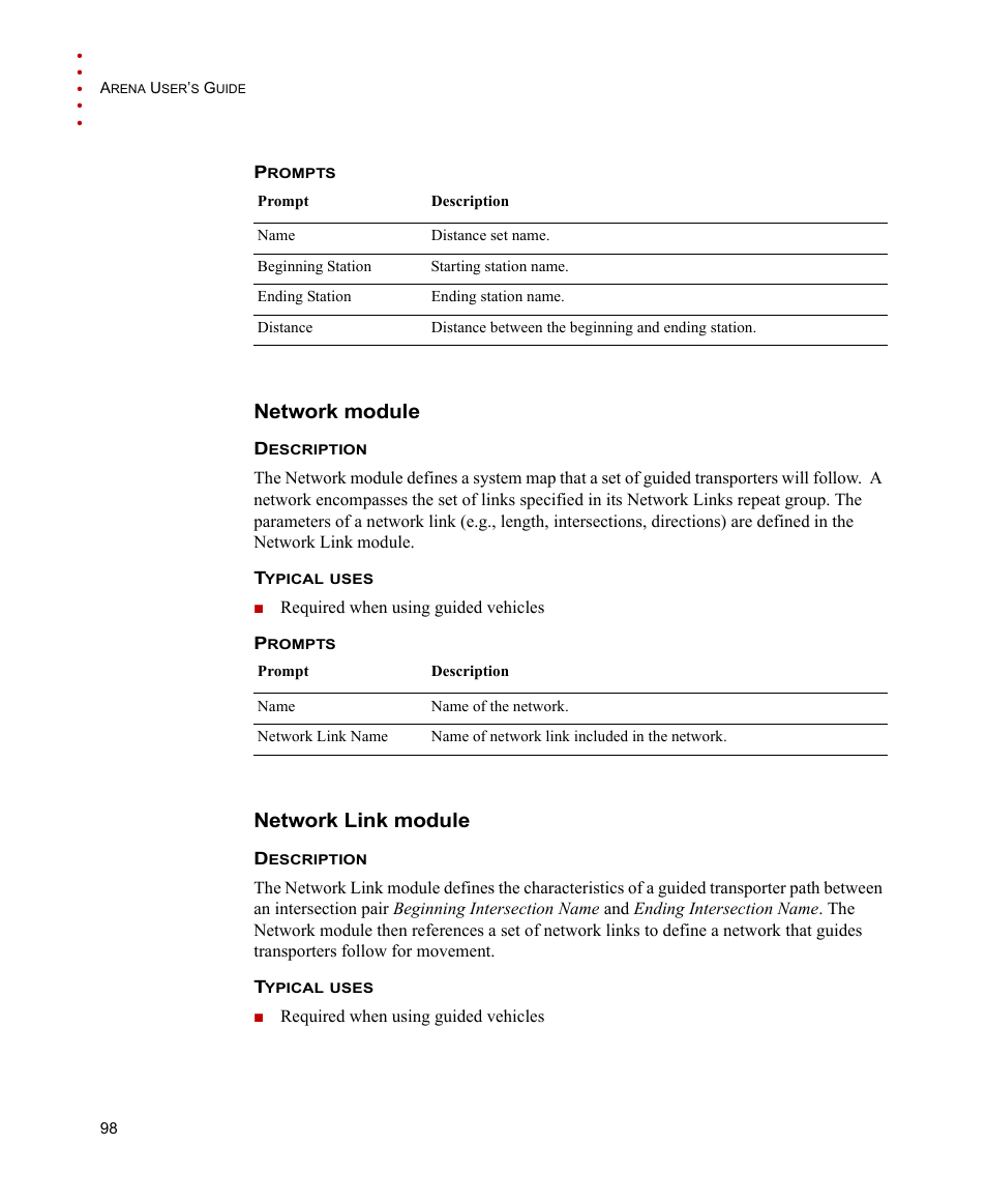 Network module, Network link module, Network module network link module | Rockwell Automation Arena Users Guide User Manual | Page 106 / 152