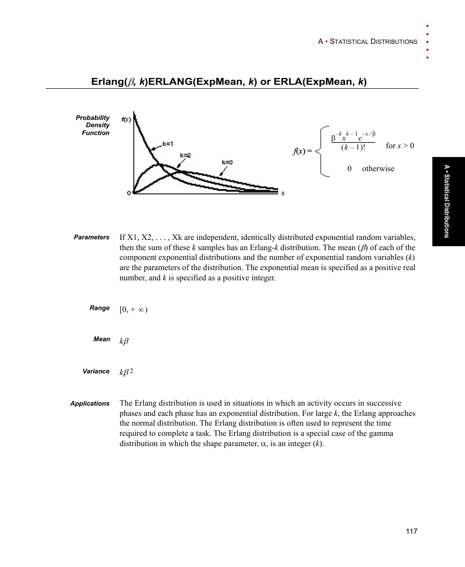 Erlang(b, Erlang, K )erlang(expmean, k ) or erla(expmean, k ) | Rockwell Automation Arena Users Guide User Manual | Page 125 / 152