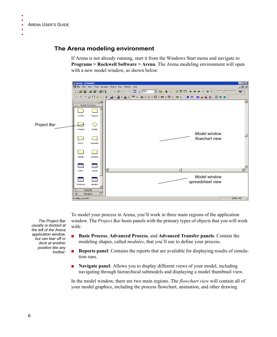The arena modeling environment | Rockwell Automation Arena Users Guide User Manual | Page 14 / 152