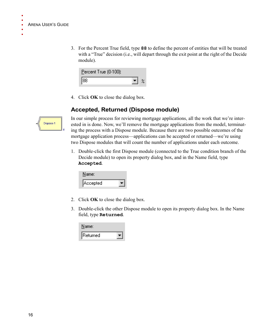 Accepted, returned (dispose module) | Rockwell Automation Arena Users Guide User Manual | Page 24 / 152