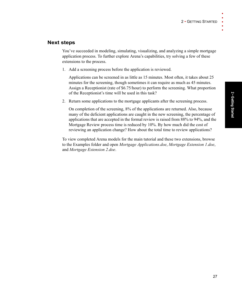 Next steps | Rockwell Automation Arena Users Guide User Manual | Page 35 / 152