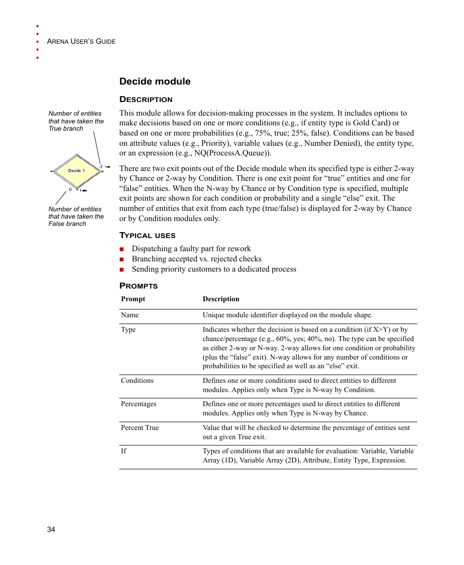 Decide module | Rockwell Automation Arena Users Guide User Manual | Page 42 / 152