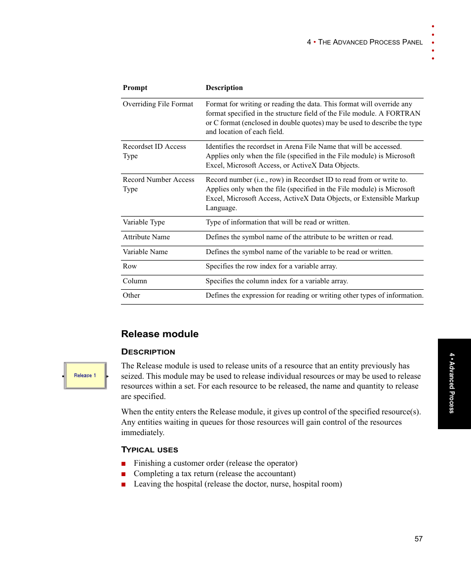 Release module | Rockwell Automation Arena Users Guide User Manual | Page 65 / 152