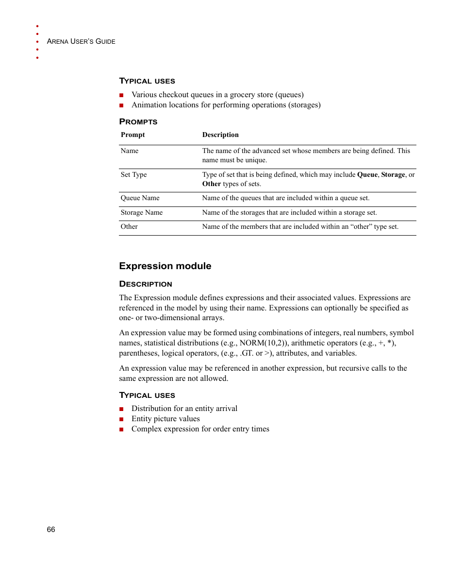 Expression module | Rockwell Automation Arena Users Guide User Manual | Page 74 / 152