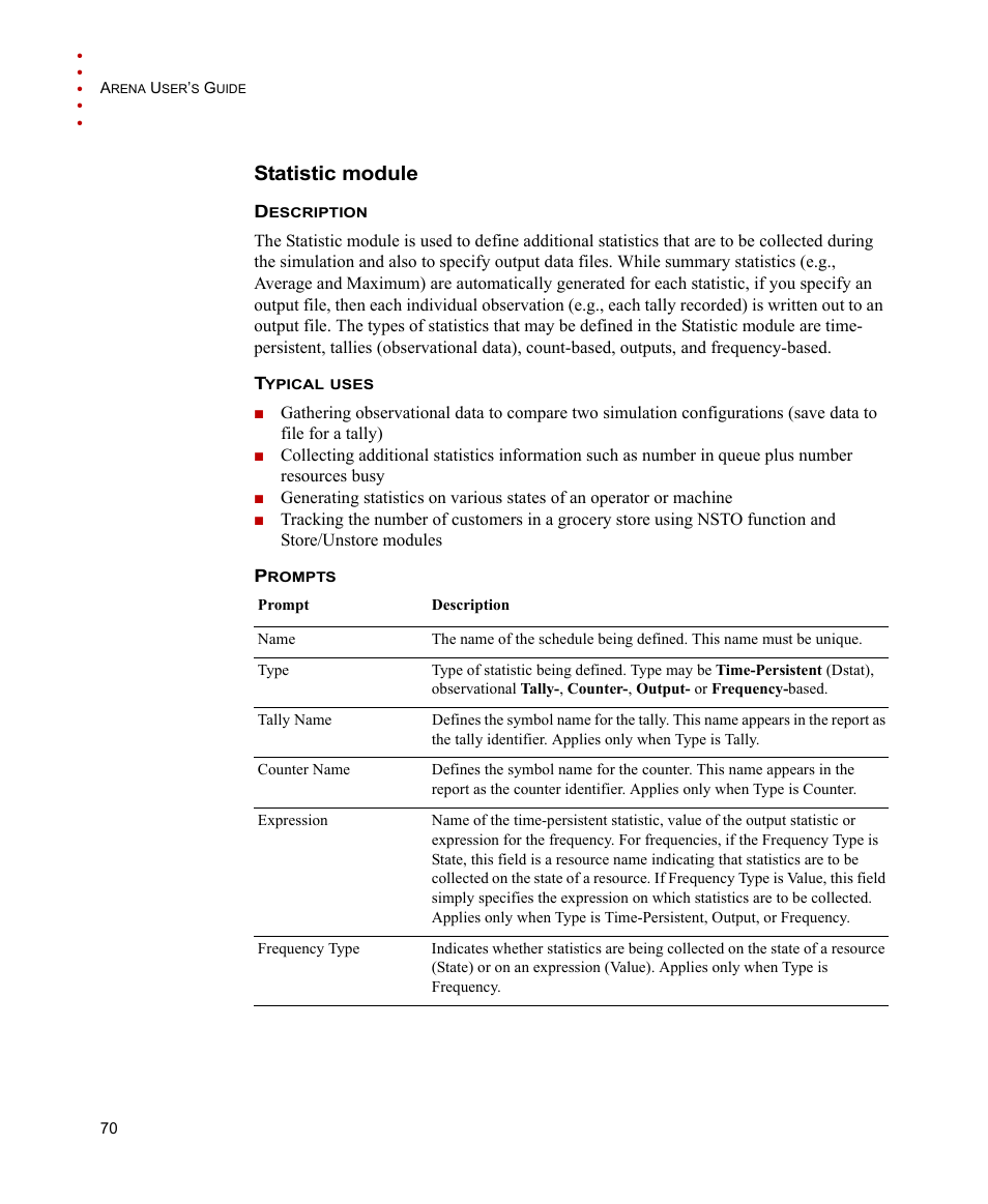 Statistic module | Rockwell Automation Arena Users Guide User Manual | Page 78 / 152