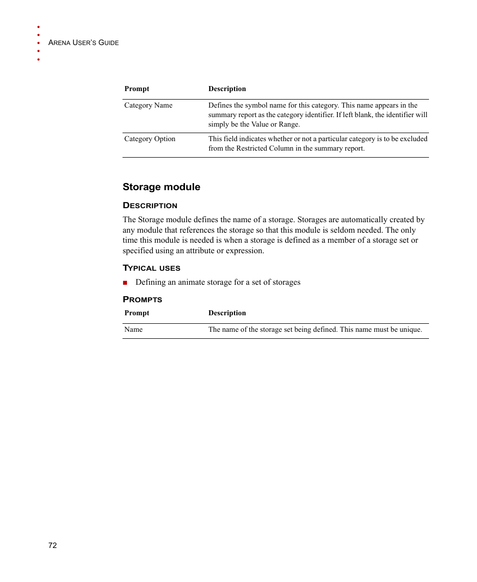 Storage module | Rockwell Automation Arena Users Guide User Manual | Page 80 / 152