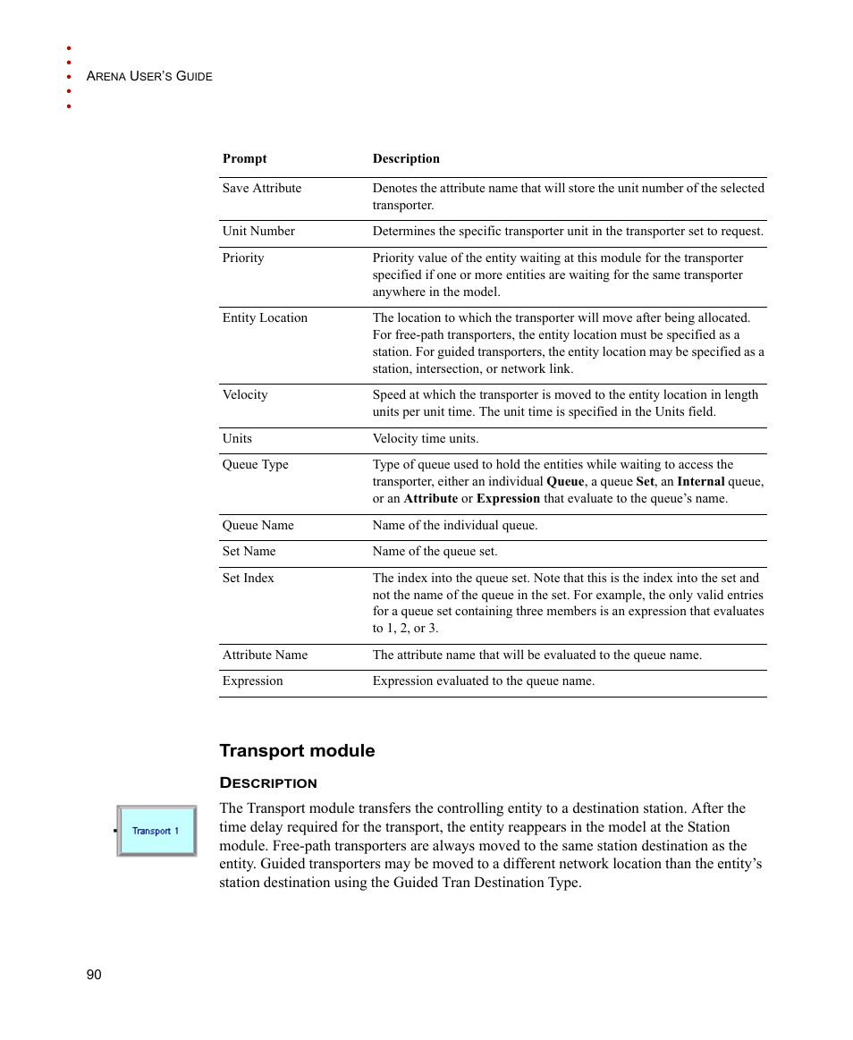 Transport module | Rockwell Automation Arena Users Guide User Manual | Page 98 / 152